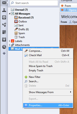 Mail account properties